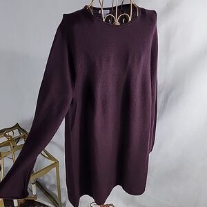 Plum Merino Wool Lightweight Vintage 90's J. Jill Sweater Dress/Tunic